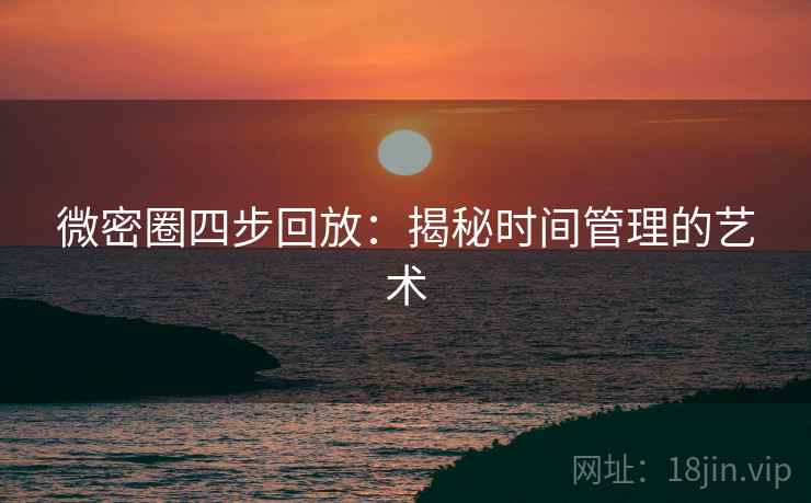 微密圈四步回放：揭秘时间管理的艺术